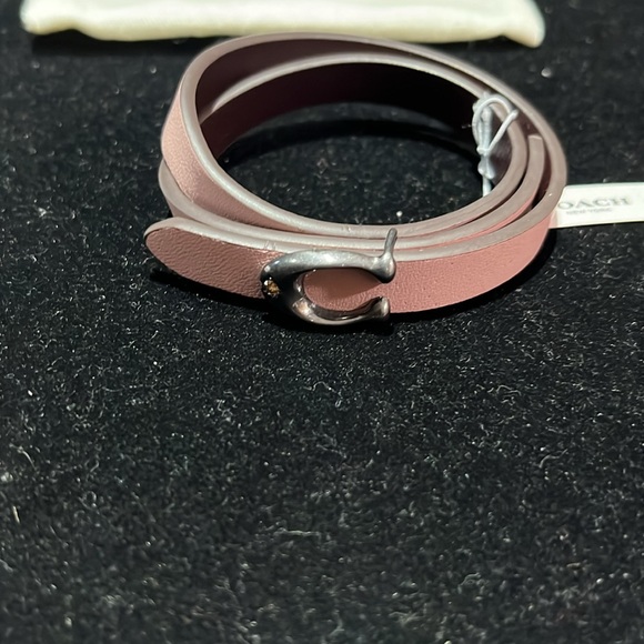 Coach Signature Double Wrap Leather Bracelet - Picture 3 of 5